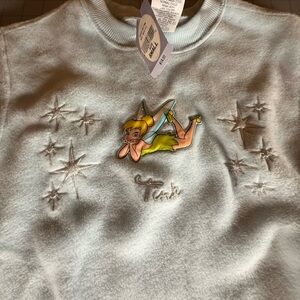 Disney Store Tinkerbell Star Sweatshirt Youth Small Vintage light blue fleece